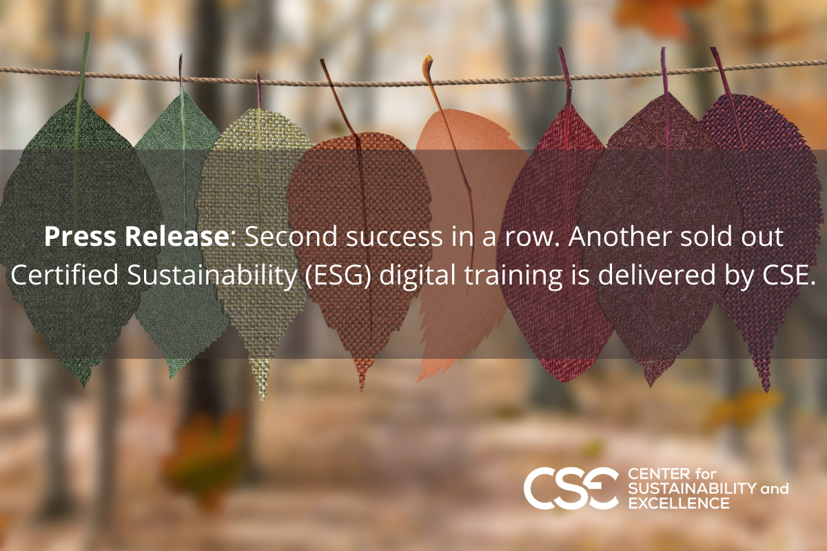 PRESS RELEASE: Second Success in a row. Another sold out digital Certified Sustainability (ESG) Program.