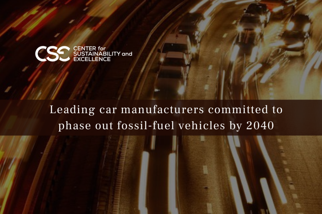 Leading car manufacturers committed to phase out fossil-fuel vehicles by 2040